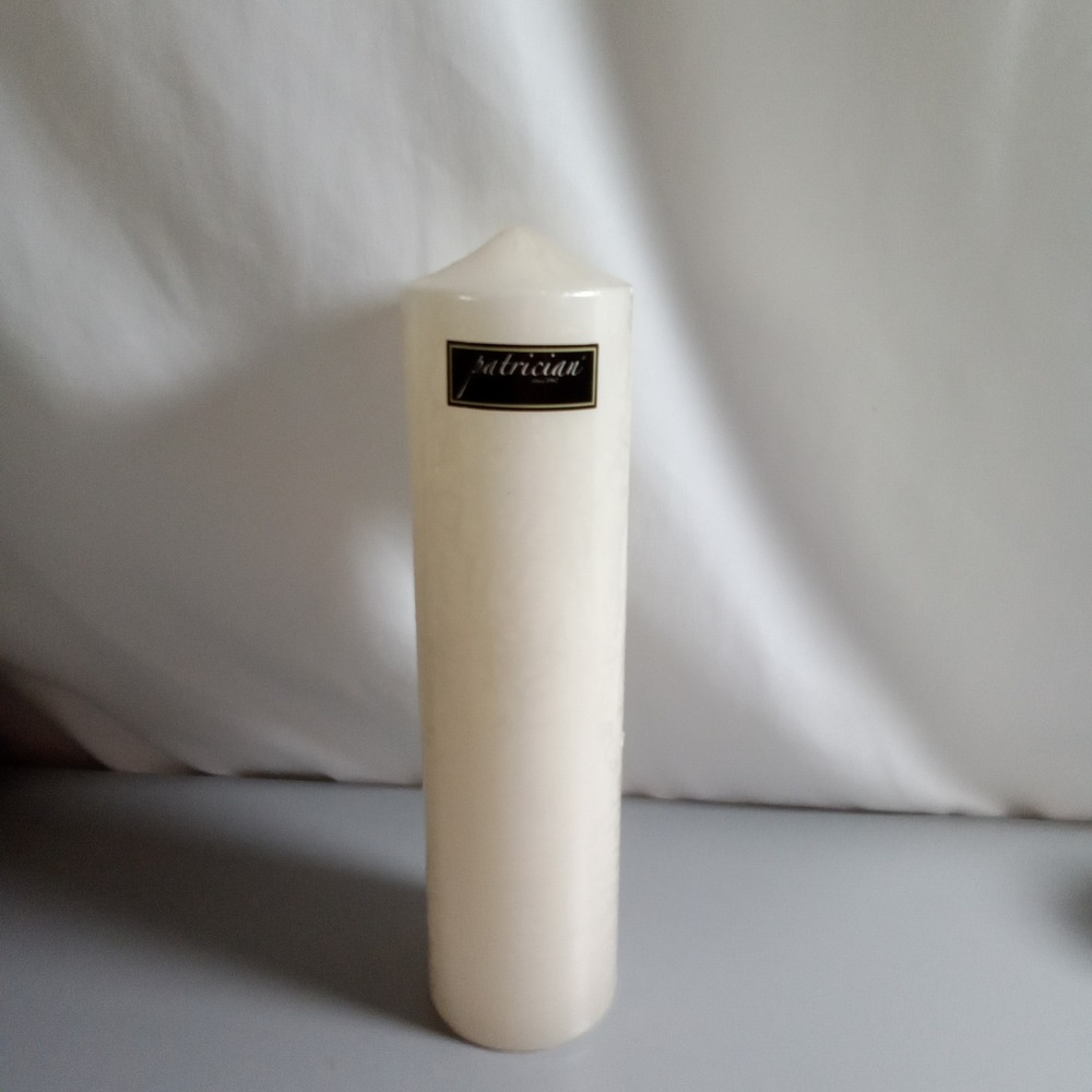 Patrician Ivory White Pillar Candle 12 Inch Tall Unscented Classic Home Decor